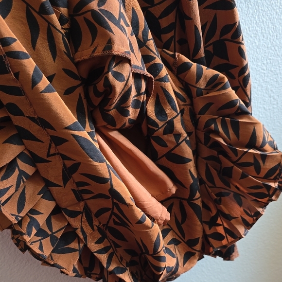 Brown Long Sleeve Wrap Dress with V-Neck - Picture 11 of 14